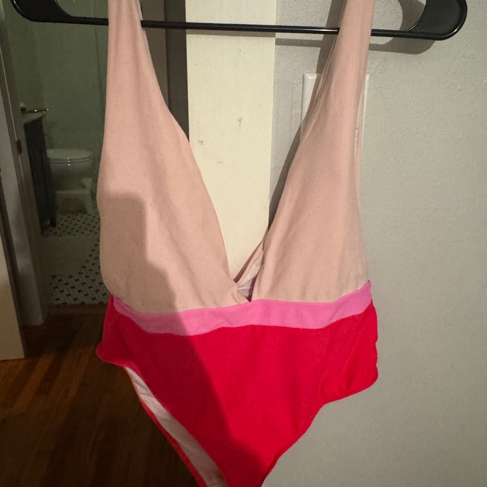 Pink and Red One Piece Swimsuit